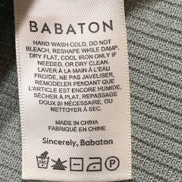 Aritzia Babaton Sweater Womens XL Sage Green Ribbed Peplum Long Sleeve Crewneck - Picture 9 of 11